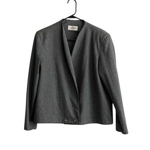 Vinatge Calvin Klein Women Wool Blazer Coat Sz 12 Old Money Quiet Luxury